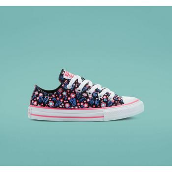 Converse Chuck Taylor All Star Ditsy Floral Cierne / Ruzove - Detske Nízké Tenisky